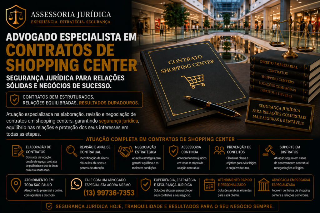 Advogado Especialista em Contratos de Shopping Center em Vila Olímpia