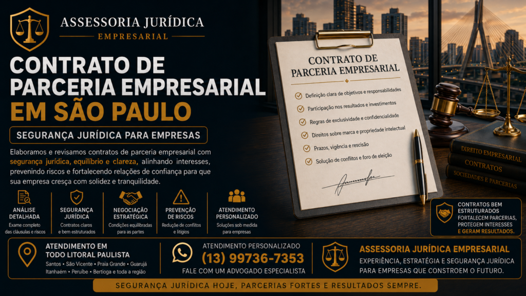 Contrato de Parceria Empresarial em São Paulo | Segurança Jurídica para Empresas 9 Contrato de Parceria Empresarial em São Paulo