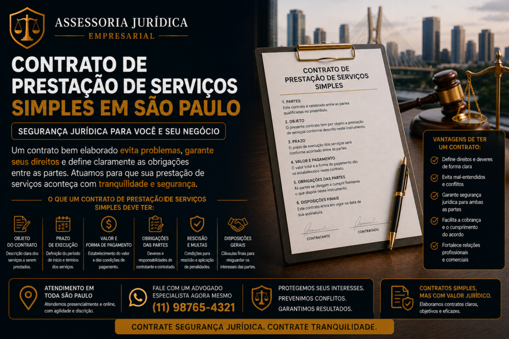 Contrato de Prestação de Serviços Simples em São Paulo