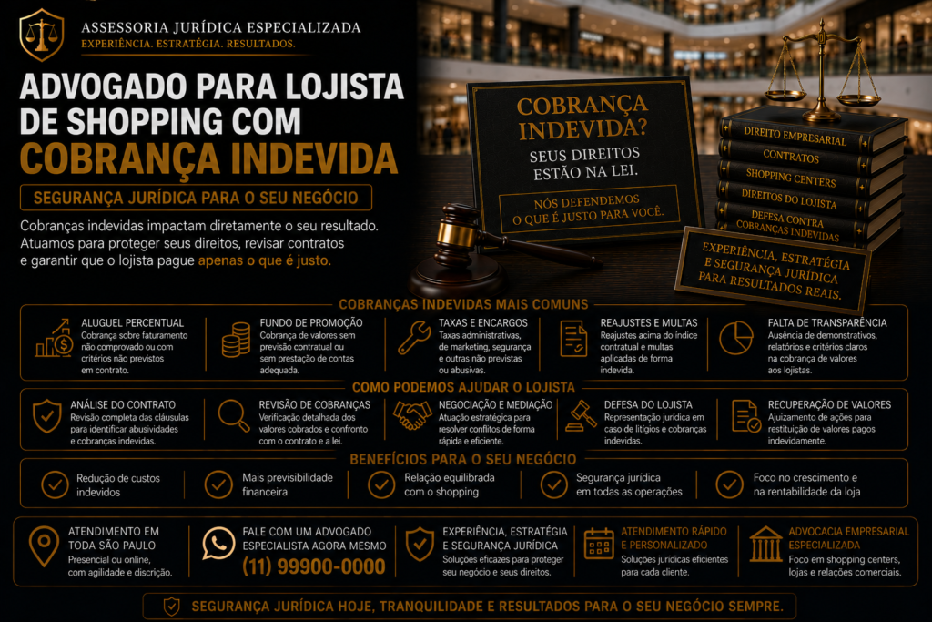 Advogado para Lojista de Shopping com Cobrança Indevida | Segurança Jurídica 4 advogado para lojista de shopping com cobrança indevida