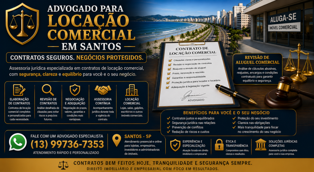 Advogado para contrato de locação comercial em Santos analisando contrato de aluguel de loja